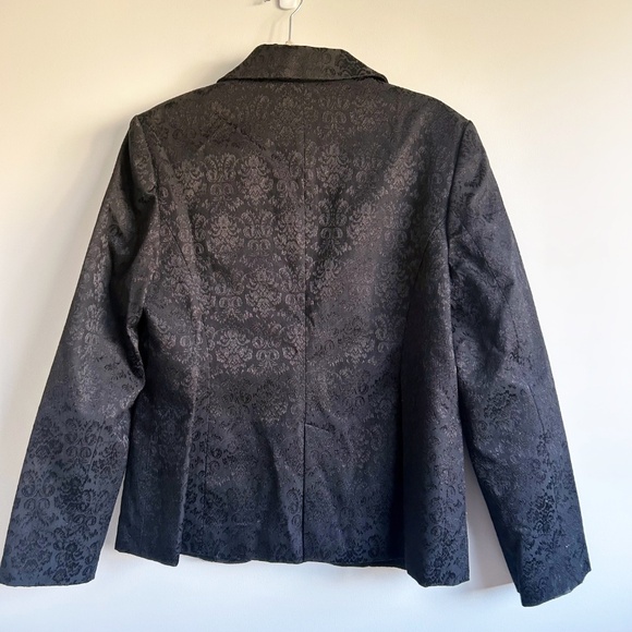 Dana Buchman Damask Black Long Sleeve Blazer Size 14 - Picture 2 of 13
